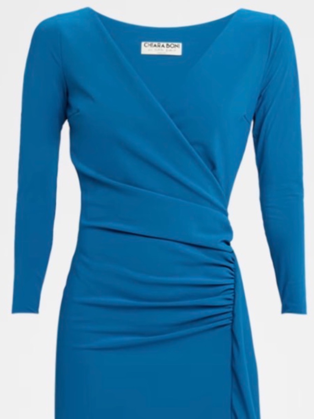 New Chiara Boni Koly Draped Gown with Sleeves Sz 12 - Picture 2 of 5